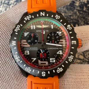 Breitling Endurance Chronometer Quartz Movement 46mm Black Dial Orange Rubber Strap
