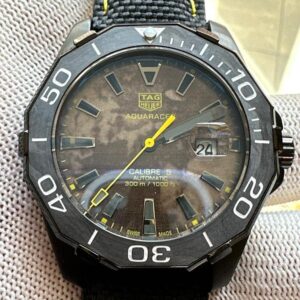 Tag Heuer Aquaracer Calibre 5 Black NATO Strap Carbon Dial Automatic Watch for Gents