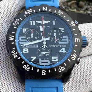 Breitling Endurance Chronometer Quartz Movement 44mm Black Dial Blue Rubber Strap