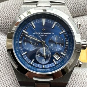 Vacheron Constantin Overseas Chronograph Black Dial Swiss Replica Watch - Stainless Steel Strap