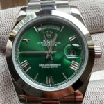 Rolex Day-Date Green Dial Silver Watch