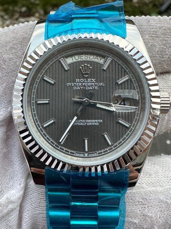 Rolex Day Date Blue Dial Silver Watch