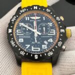 Breitling Endurance Chronometer Quartz Movement 46mm Black Dial Yellow Rubber Strap