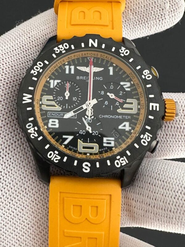 Breitling Endurance Chronometer Quartz Movement 44mm Black Dial Yellow Rubber Strap