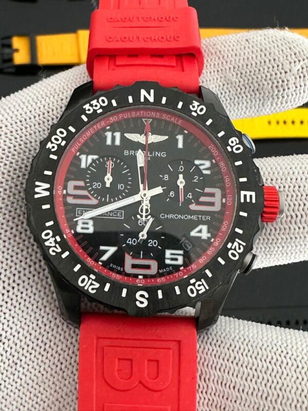 Breitling Endurance Chronometer Quartz Movement 46mm Red Dial Rubber Strap