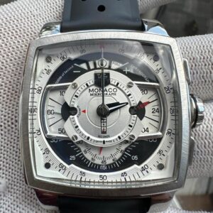 TAG HEUER MONACO MIKROGRAPH QUARTZ MOVEMENT CLASSIC 43MM STAINLESS SQUARED CASE DESIGN