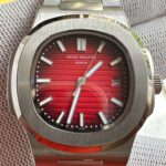 Patek Philippe Nautilus Automatic Movement 42mm Red Dial Stainless Steel Watch