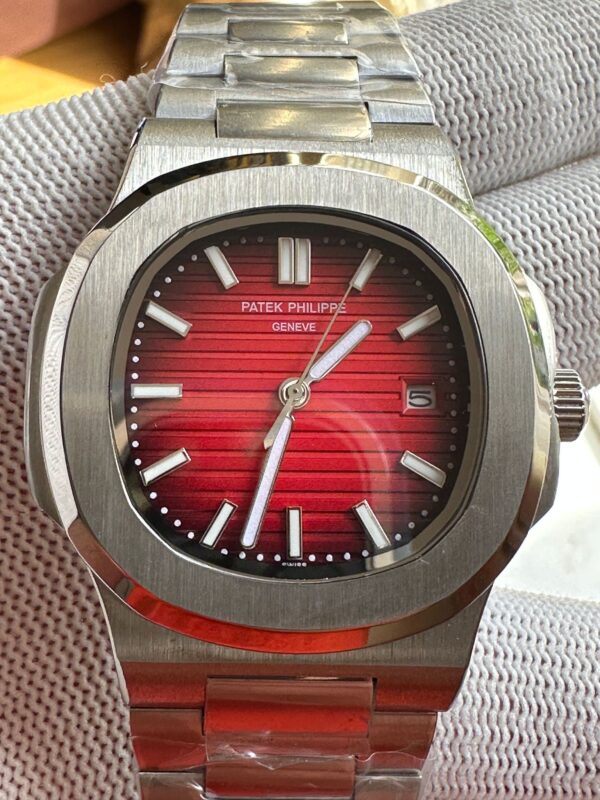 Patek Philippe Nautilus Automatic Movement 42mm Red Dial Stainless Steel Watch