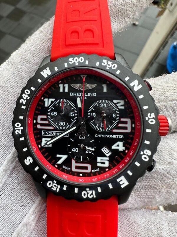 Breitling Endurance Chronometer Quartz Movement 46mm Red Dial Rubber Strap