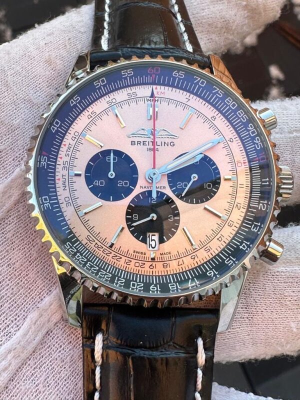Breitling Navitimer Quartz Movement 46mm Leather Strap Men's Black Watch
